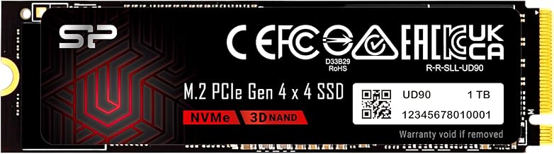 Silicon Power 1TB UD90 NVMe 4.0 Gen4 PCIe M.2 SSD R/W up to 5,000/4,800 MB/s (SP01KGBP44UD9005) - Image 1