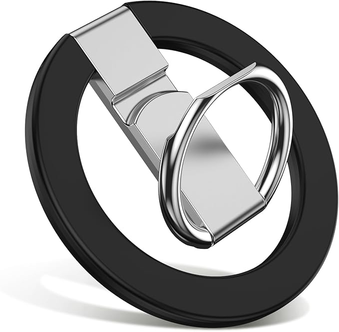 Magnetic Phone Ring Holder for MagSafe, Magnet Finger Ring Grip Stand Holder, Compatible with iPhone, and Smartphones, MagSafe Accessories-Black