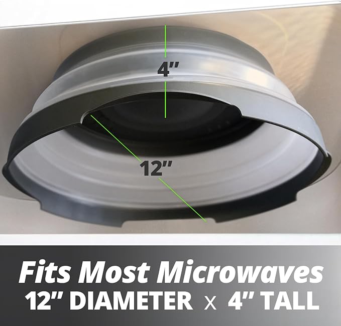 HOVER COVER High Power Magnetic Microwave Splatter Cover with Strongest Magnetic Grip, Collapsible 12-Inch BPA-Free Food Lid, Vented Plate Guard, Dishwasher Safe Space-Saving Storage - Gray 2 - Pack