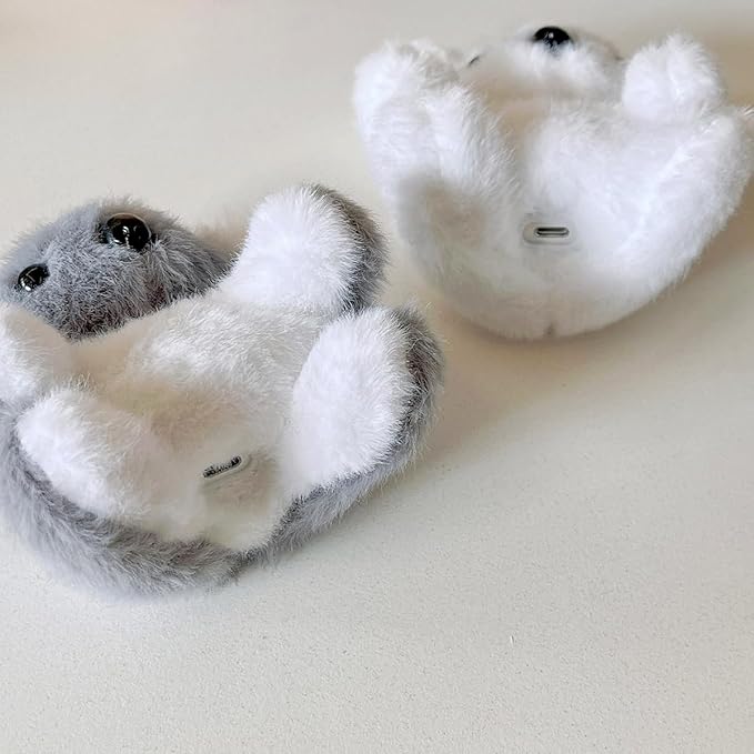 Yatchen Furry Case for AirPods Pro 3,Funny Cute 3D Cartoon Plush Kawaii Koala Gray Fluffy Soft Warm for AirPods Pro 3rd Generation Case Carrying Charging Box with Keychain Anti-Fall Protector