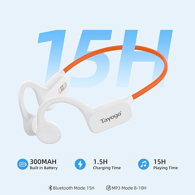 Tayogo 32GB Waterproof MP3 Player for Swimming Laps | IPX8 Bone Conduction Swimming Headphones | Open-Ear Underwater Headset with 8-Hour Playtime
