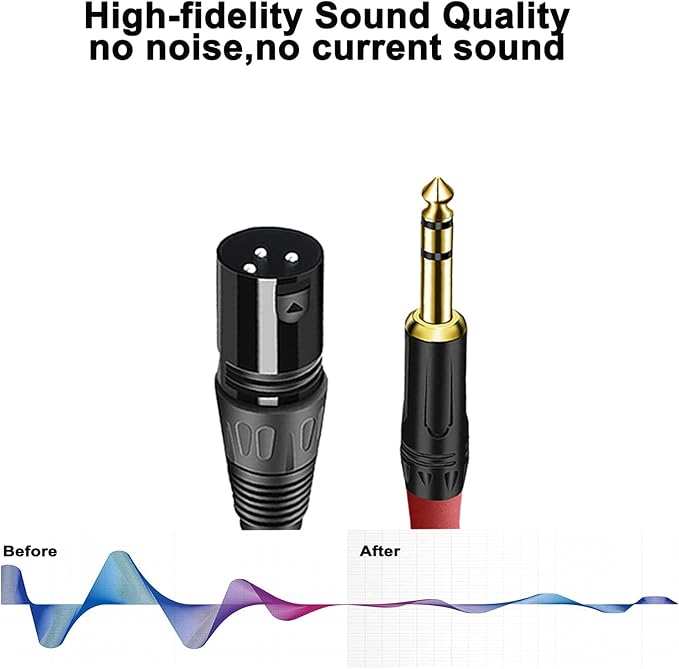 (2PACK/10FT) XLR to 1/4 TRS Stereo Adapter,XLR Male to 1/4 Inch (6.35mm) Balanced Microphone Stereo Audio Converter AdapterCable
