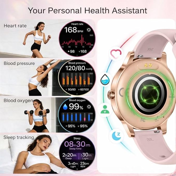 Efolen Smart Watches for Women Answer/Make Call,1.27" HD Fitness Tracker for Android iPhone,Heart Rate SpO2 Sleep Monitor,IP68 Waterproof Digital Watch,100+ Sports Activity Trakcer Rose Gold