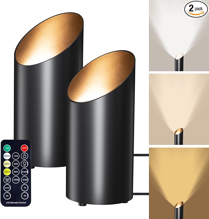 Brightown 2 Pack Floor Can Lights - 6000K LED Up Lights with Remote and Timer, 3 Color Temperatures and Dimmable Uplighting Spotlights for Dark Corner Sofa House Plant Wall Artwork Indoor