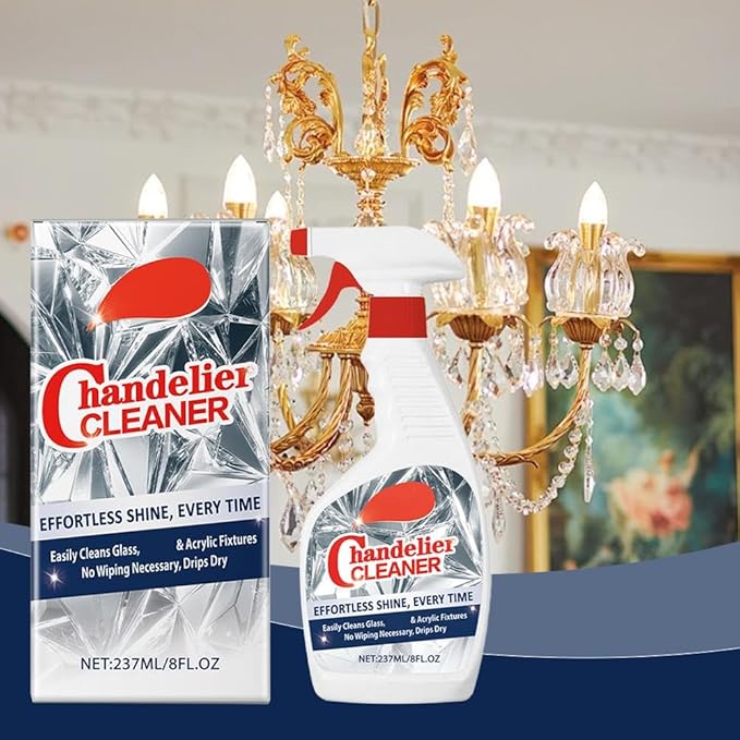 Chandelier Cleaner Drip Dry Spray, Chandelier Cleaner Drip Dry Spray No Wipe, Spray Away Dust Remover, Crystal,Figurine, Crystal Cleaner, Streak-Free Shine on Crystal (1pcs)