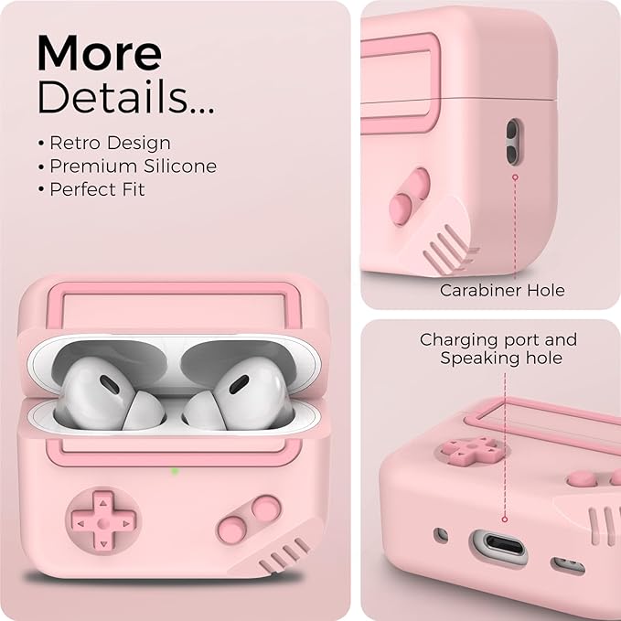 for AirPods Pro 3 Case - 2025 Silicone Game Console Design Case for Apple AirPods Pro 3rd Generation, Cute Airpod Pro 3 Cover for Men/Women (Pink)