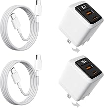 35W USB C Fast Charger 2-Pack, 2-Port Wall Charger with Cable & LED Display
