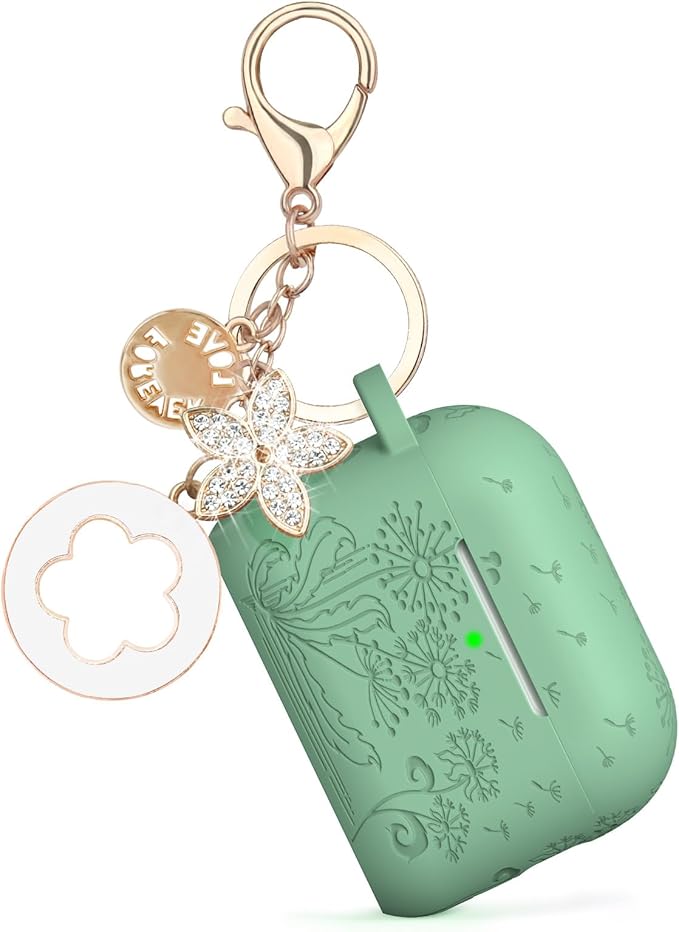 Case for Airpods Pro 1st 2nd Generation - VISOOM Airpods Pro 1/2 Cases Cover Women Silicone iPod Pro 2 Earbuds Wireless Charging Case Girl Bling Keychain for Apple Airpod Gen Pro 2