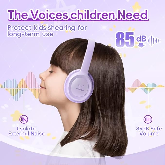 Kids Bluetooth Headphones,Kids Headphones Wireless with 85dB Volume Limiter, 30H Playtime, Adjustable Headband,Over-Ear Headphone for Kid School Online Class Travel