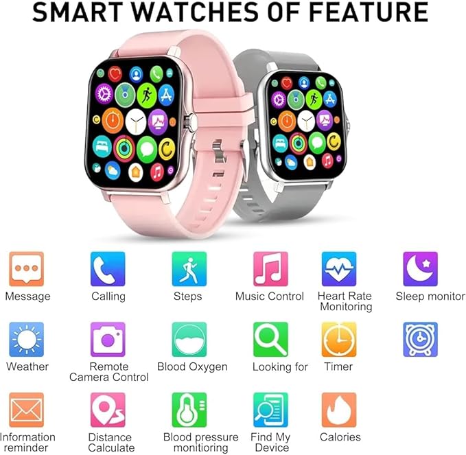 Smart Watch, 1.81" Upgraded Full Touchscreen Smart Watch for Android iPhones with Heart Rate Blood Pressure Monitor, Multiple Sports Fitness Tracker with Smart Watches for Women Men (Sliver)