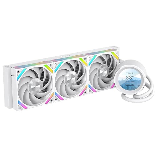 SAMA Q60 360mm AIO Liquid CPU Cooler, 2.8" LCD Display, Quiet FDB PWM Fans, High-Performance Pump, Intel LGA 1700/1851/1200/115X/2011/1366 & AMD AM5/AM4 Compatible ??White