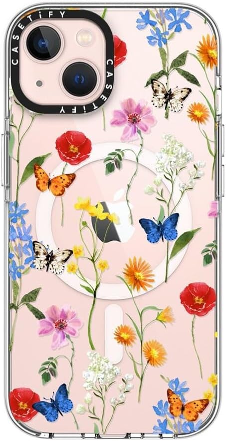 CASETiFY Clear iPhone 13 Case [Not Yellowing / 6.6 ft. 3X Military Grade Drop Protection/Compatible with Magsafe] - Millennial- Ditsy Floral - Clear