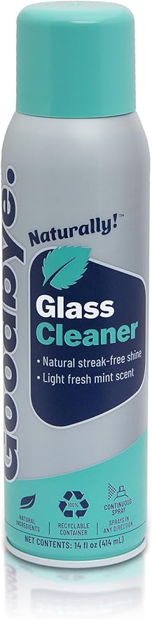 Glass Cleaner, Safe and Effective Natural Glass Cleaner, 14 oz Continuous Spray Can