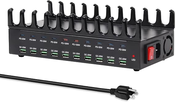 20-Port 690W Charging Station for Multiple Devices, Fast Charger Station