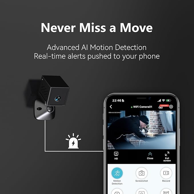 2025 Upgraded Mini Camera 5G WiFi Indoor Security 4K Nanny Cam for Home with App Control Motion Detection & Night Vision Wireless Rechargeable Baby Pet Camera