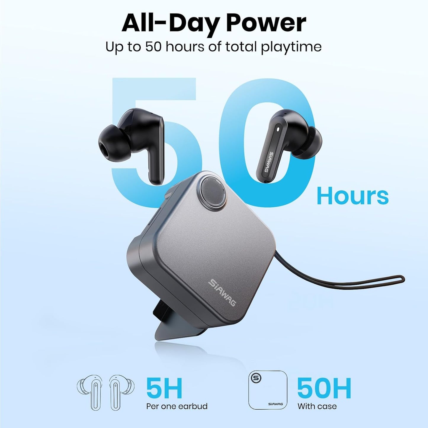 Wireless Earbuds with ANC & Phone Stand Case – Bluetooth 5.4, 70H Playtime, 35dB Noise Cancelling