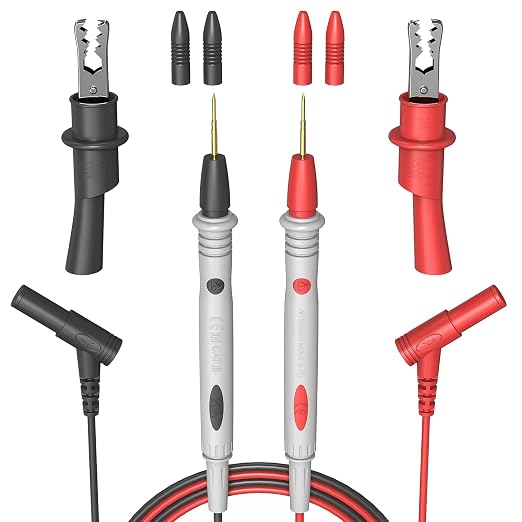 Multimeter Test Leads 100V 20A, Ultra-Sharp Gold-Plated Test Probes