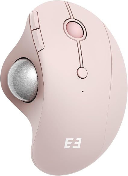 seenda Wireless Trackball Mouse, Ergonomic Bluetooth Rollerball,Rose Pink
