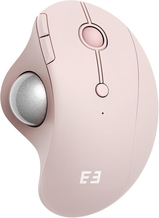 seenda Wireless Trackball Mouse, Ergonomic Bluetooth Rollerball,Rose Pink