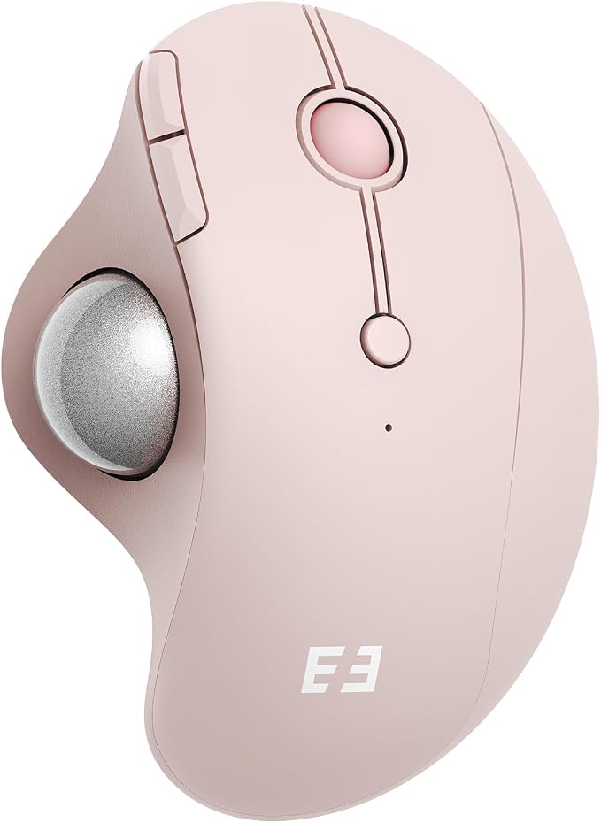 seenda Wireless Trackball Mouse, Ergonomic Bluetooth Rollerball,Rose Pink