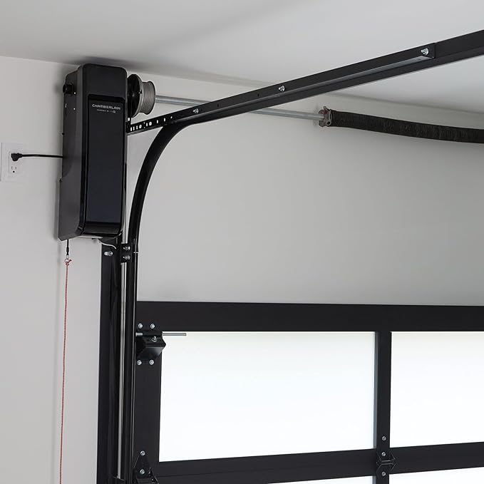 CHAMBERLAIN RJO101MC Ultra-Quiet Wall Mounted with Battery Backup and LED Lighting Garage Door Opener, 36 pounds, Black