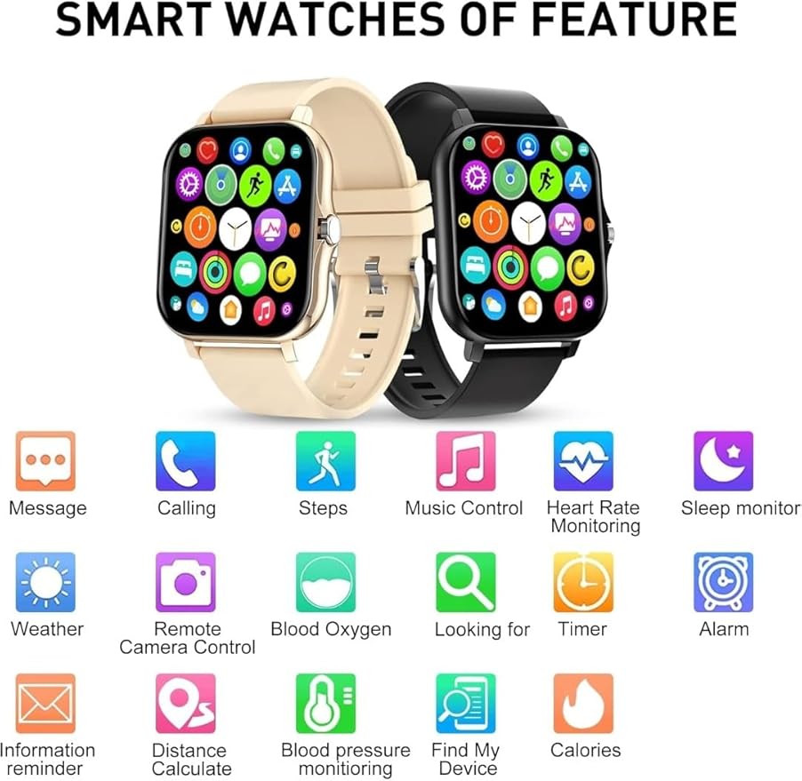 Smart Watch, 1.81" Upgraded Full Touchscreen Smart Watch for Android iPhones with Heart Rate Blood Pressure Monitor,Multiple Sports Fitness Tracker (Black)