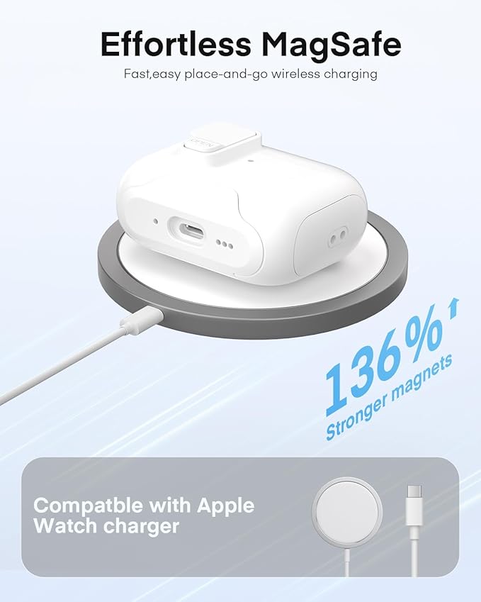 Maxjoy for AirPods Pro 3 Protective Case with Cleaning Kit, Military Hard Case with Lock Shock-Absorbing, Double White