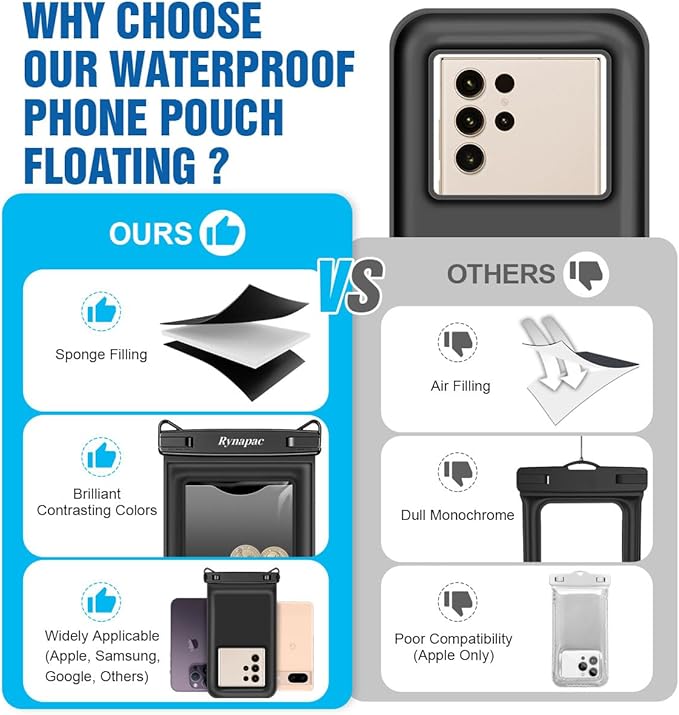 [Up to 8.5"] Floating Waterproof Phone Pouch, 2Pack Waterproof Phone Case with Lanyard for iPhone 17 16 15 14 Pro Max, Galaxy S25 S24 Ultra, IPX8 Cellphone Dry Bag, Beach Essentials Travel Must Haves