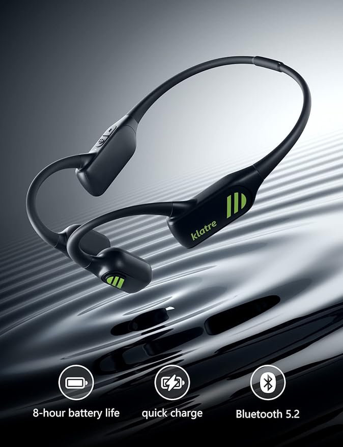 klatre Open Ear Headphones Wireless Bluetooth 【2023 Version】 Bone Conduction Headphones for Workouts/Walking/Jogging, Sweat Resistant, Water Resistant, Headset for Music/Audio Books/Podcast - Olive