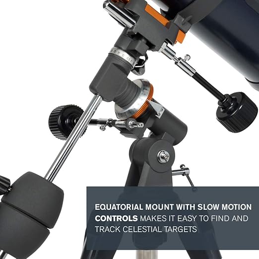 Celestron – AstroMaster 130EQ–MD Newtonian Reflector Telescope for Beginners – Aluminized Mirror – Motor Drive to Track Stars – Adjustable Tripod – Includes Eyepieces Plus Astronomy Software Package