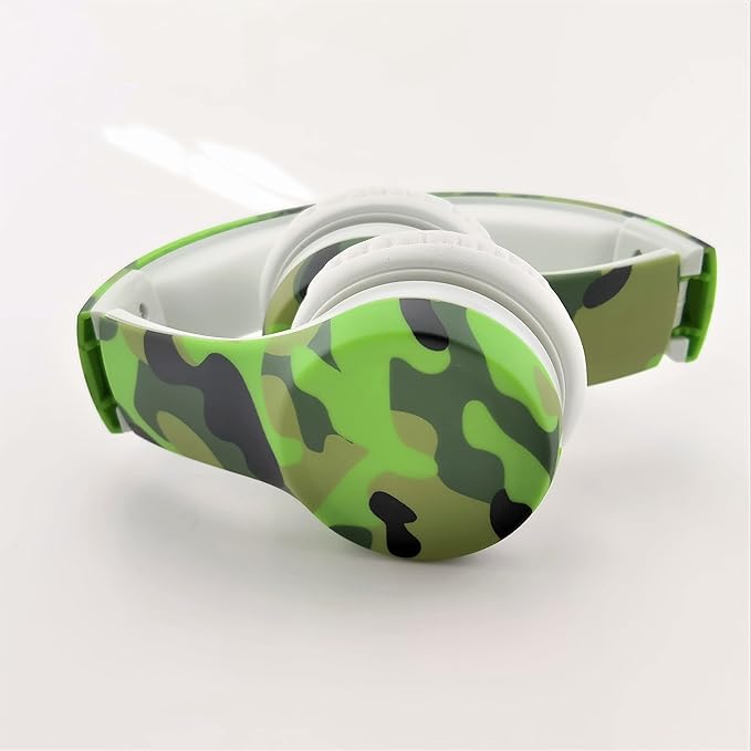 Kids Headphones with Cord, Toddler Headphones with Sharing Function, 85dB/93dB Safe Volume Limit, for Toddler Children Baby Boys Girls On-line Study, School, Travel use (camo Green)