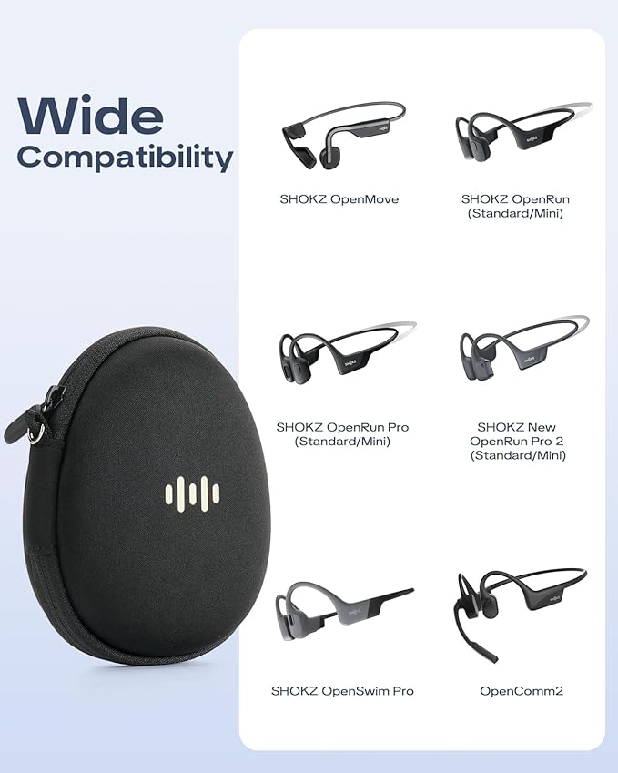 Headphone Case for Shokz OpenRun Pro 2/OpenRun/OpenSwim Pro/OpenMove Bone Conduction Headphones, Portable Hard Travel Carrying Case for PSIER/SUNGDOGIN/CXK Open-Ear Wireless Sport Headphones
