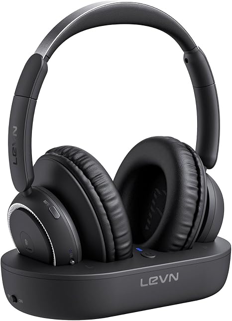 LEVN Wireless Headphones for TV Watching, TV Headphones Wireless for Seniors with Transmitter Charging Base, Hearing-impaired, No Audio Delay Bluetooth 5.2, Plug and Play, Gifts for Elderly