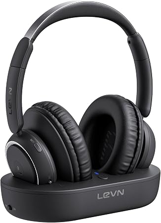 LEVN Wireless Headphones for TV Watching, TV Headphones Wireless for Seniors with Transmitter Charging Base, Hearing-impaired, No Audio Delay Bluetooth 5.2, Plug and Play, Gifts for Elderly