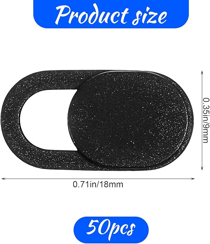 Webcam Cover (50 Pack), 0.03 inch Ultra Thin Laptop Camera Cover Slide for Laptop/Cell Phone/Pad/PC/Tablet Accessories, Protect Your Privacy and Security, Strong Adhesive (Black)