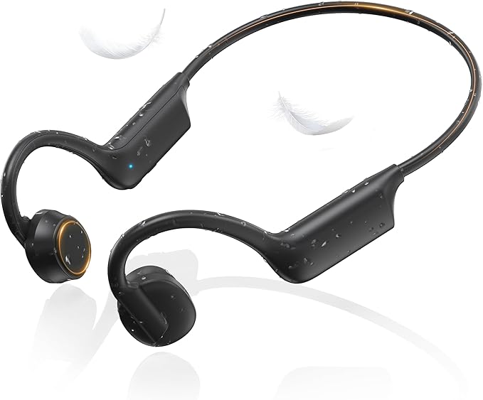 Bone Conduction Headphones,Skin-Friendly Design,IP67 Sweatproof Sports for Running Cycling Hiking with Mic,28H Playtime,Fast Charging,Open Ear Headphones Bluetooth 5.3 Wireless Earbuds