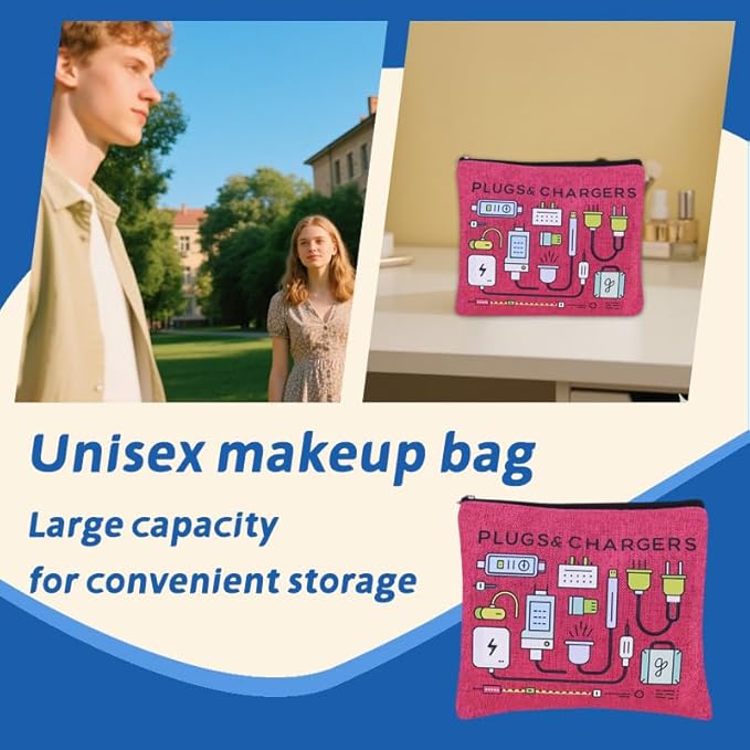 ShiQiao Spl Plugs Chargers Makeup Bag for Men Women Christmas Birthday Gifts Travel Toiletry Bag Charging Cable Organiser Bags with Zipper Chargers Makeup Cosmetic Pouch Travel Accessories Bags