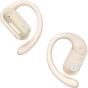 TAGRY Open Ear Headphones Wireless Earbuds 40HRS Playtime Fast Charging Headphone Digital Display Earphones with Ergonomic Earhook IPX7 Waterproof Ear Buds for Running Workout Beige