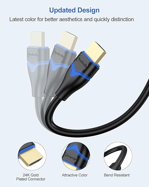 4K Short HDMI Cable 2FT 5-Pack, High Speed HDMI 2.0 Cable 2 Foot Ultra HD HDMI to HDMI Cord 4K@60Hz, 2K@144Hz, 1080P@240Hz, HDR, 3D, ARC for TV Box, Switch, Laptop, HDTV, Monitor, PS5