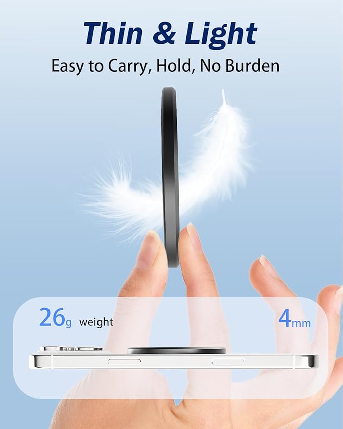 Phone Grip for MagSafe,360°& 180°Rotation Magnetic Phone Ring Holder with Kickstand,Dual-Ring Thin Phone Stand for 17/16/15/14/13/12 Series-Black
