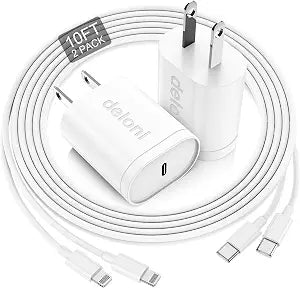 for iPhone Charger Fast Charging 10 FT, Long USB C to Lighting Cable 10 Foot with 20W USB C Rapid Phone Charger Block, Compatible with iPhone 14 Pro/13Pro Max/12/11Pro/Mini, 2 Pack-White - Image 1
