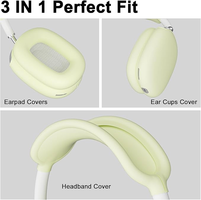 ATUAT for AirPods Max Headphones Case, Protective Silicone Case Cover Skin Accessories Anti-Scratch for Women Men for Apple AirPods Max 2024/2020 (USB-C/Lightning), Fluorescent Green