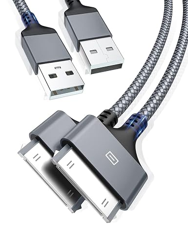 AkoaDa 30 Pin USB Charging Cable 10ft 2 Pack, USB Sync Charging Cord for iPhone 4 4s, iPhone 3G 3GS, iPad 1 2 3 iPod Touch 4 3 2 1, iPod Classic 3 2 1, Grey