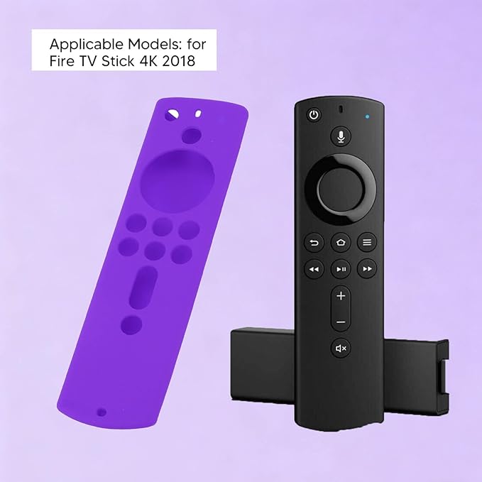 Fire Stick 4K 2018 Remote Cover Case for Alexa Voice Remote, Fire TV Shockproof Protective Silicone Case with Lanyard(Purple)