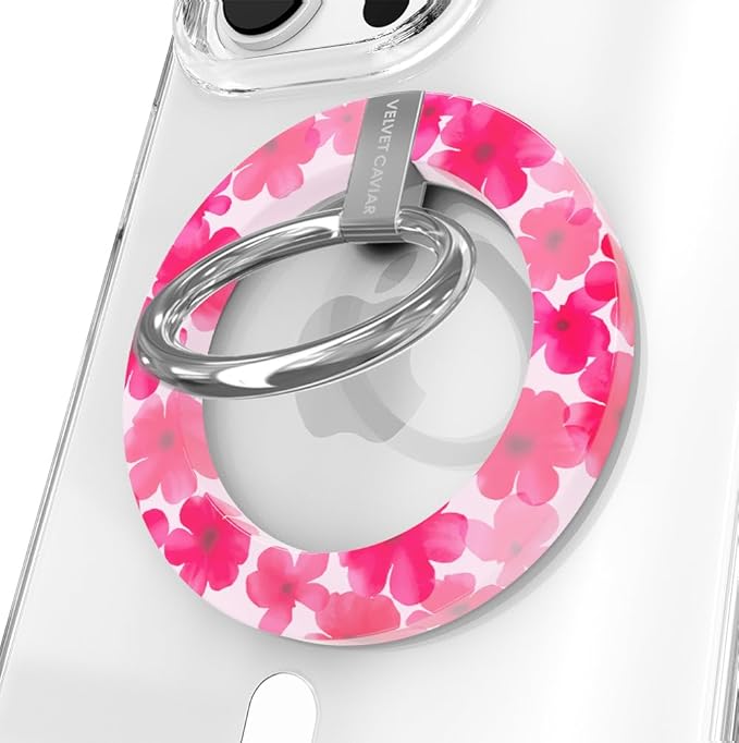 VELVET CAVIAR Compatible with MagSafe Phone Grip - Magnetic Ring Holder with Adjustable Stand - Removable MagSafe Accessories for iPhone 16, 15, 14, 13, 12 (Cherry Blossom)