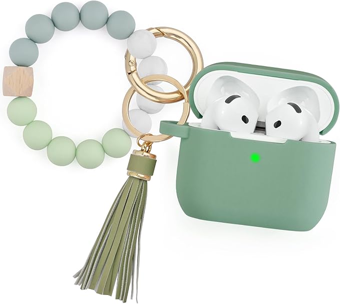 Apple AirPods 4 Case, Cute Apple AirPods 4 Case Cover for Women Girls, Silicone Protective Case with Bracelet Keychain (Cactus Green, AirPods 4 Case)