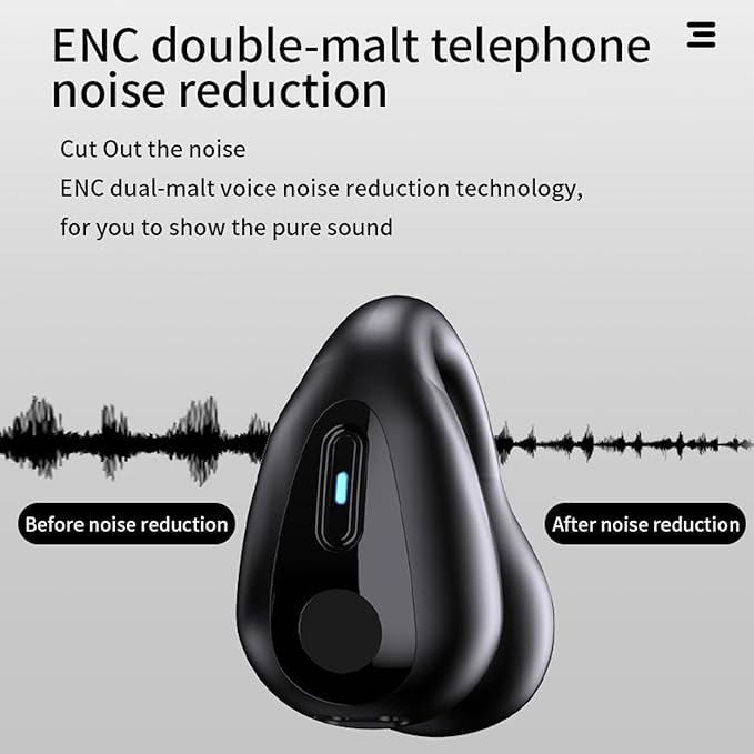 Open-Ear Wireless Headphones Bluetooth Clip On Mini Earbuds Charging Case Ear Buds Sports Bone Conduction Headphones Earphones for TV Phone Laptop Music (Black)