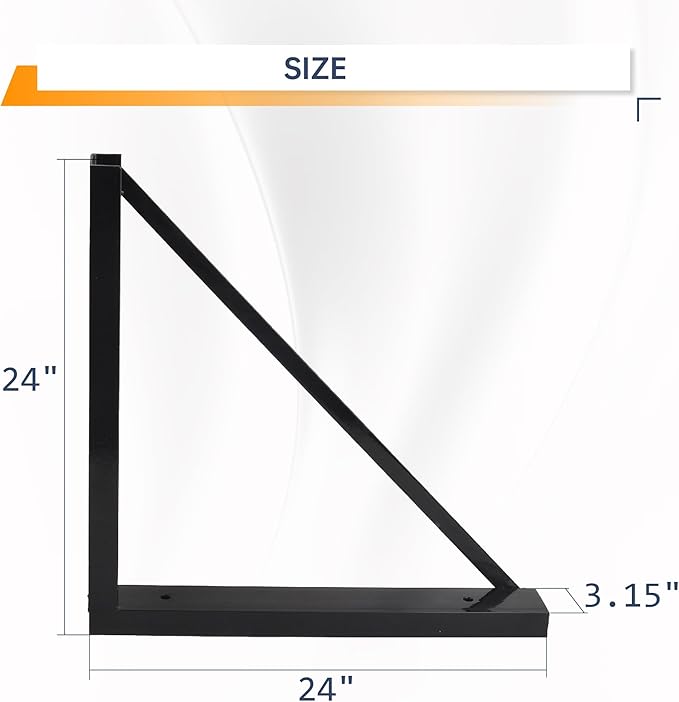 24’’x24’’ Bolted Steel Mounting Brackets for Trailer Tool Box, Set of 2- Black