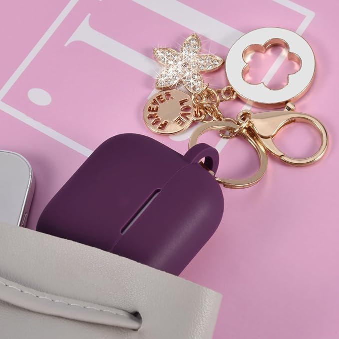 Case Compatible with Apple Airpods 4 - VISOOM Airpods 4 Cases 2024 Cover Women Anti-Drop Silicone iPods 4 Earbuds Wireless Accessorie Charging Cases Girl Bling Keychain for Airpod iPods 4th Gen