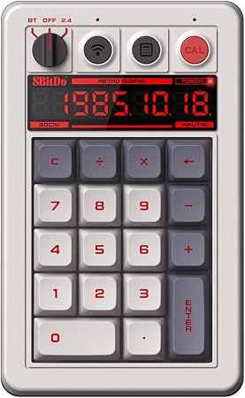 8BitDo Retro 18 Mechanical Numpad, Supports Calculator Mode, Bluetooth/2.4G/Wired Numpad for Windows and Android - N Edition